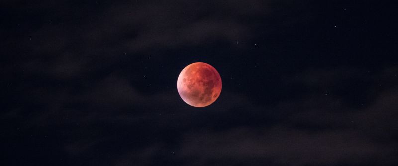 Blood Moon, Total Lunar Eclipse, Black background, Night time, Sky view, Stars, Dark Sky, Outer space, Astronomy, Outdoor, Beautiful