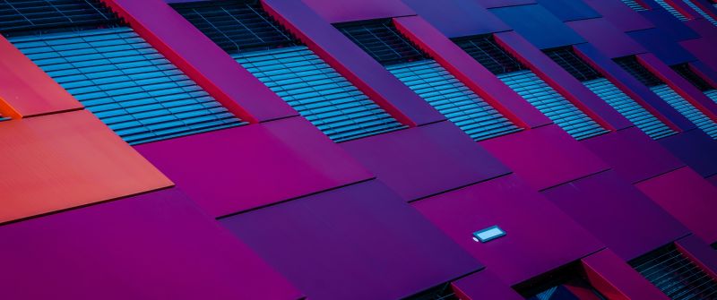 Purple Building, Pattern, Geometrical, Low Angle Photography, Exterior