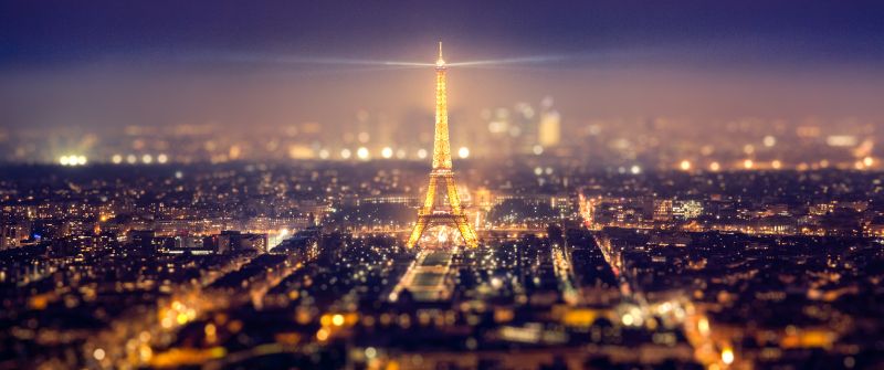 Eiffel Tower, Cityscape, Paris, Night time, City lights, Tourist attraction, Popular cities, 5K, France