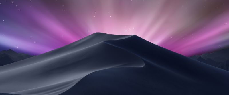 macOS Mojave, Aesthetic, OS X Leopard, Aurora sky, Desert, Stock