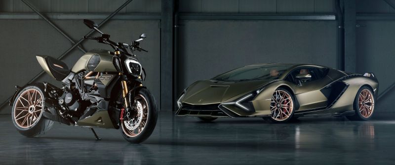 Ducati Diavel 1260 Lamborghini, 5K, Lamborghini Sián FKP 37, 2021