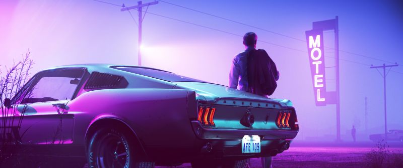 Ford Mustang GT Fastback, Drive, Motel, Neon, 5K