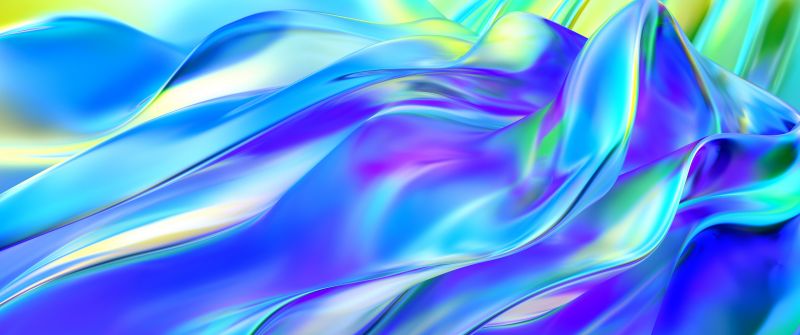 Waves, Chromatic, Colorful, Silk, 3D, Blue gradient