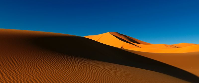 Sahara Desert, Sand Dunes, Algeria, Soil, Daytime, Blue Sky, Clear sky, Scenery, Landscape