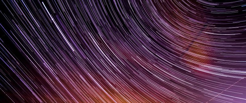 Star Trails, Timelapse, Astronomy, Outer space, Pattern, Night sky, Long exposure, Science, Purple light, 5K