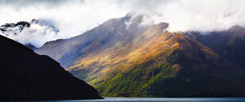 Lake Wakatipu, Foggy, New Zealand, Body of Water, Mountains, Landscape, Snow, Scenery