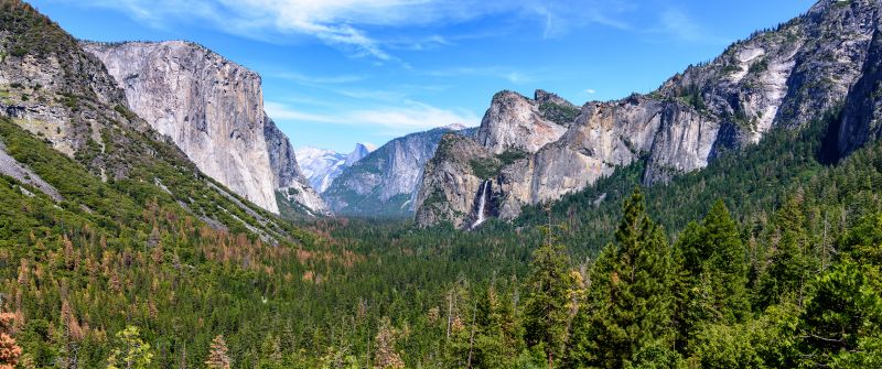 Yosemite National Park, Mountains, California, Blue Sky, Valley, Landscape, Green Trees, Scenery