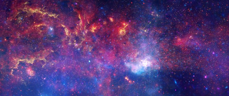 Galactic Center, Cosmology, Star Birth, Black hole, Astrophysics, Galaxies, Nebulae, Milky Way, Long exposure, Astronomy, Digital composition, 5K