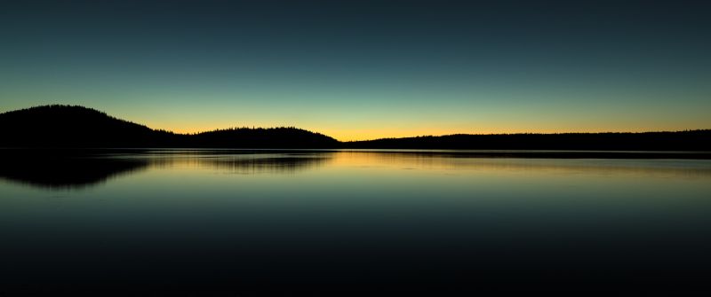 Paulina Lake, Oregon, Sunrise, Silhouette, Body of Water, Reflection, Landscape, Scenic, Dark Sky