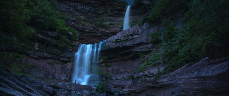 Kaaterskill Falls, Waterfall, Night, New York, USA