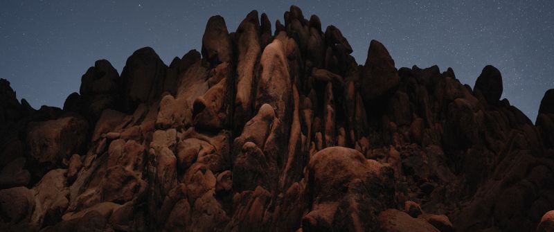 Desert, macOS Mojave, Stock, Night, Rocks, 5K
