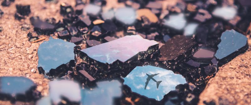 Flight, Broken rocks, Reflection, Macro, Crystals