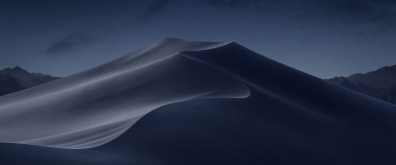 macOS Mojave, Dark Mode, Night, Sand Dunes, Mojave Desert, California, Dark aesthetic, 5K, Stock