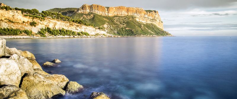 Cap Canaille, France, Mediterranean Sea, Headland, Cliff, Rocky coast, Long exposure, Landscape, Ocean, Seascape