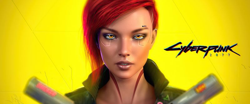 Female V, Cyberpunk 2077, Cover Art, Yellow background, PlayStation 4, Google Stadia, Xbox One, PlayStation 5, Xbox Series X and Series S, PC Games