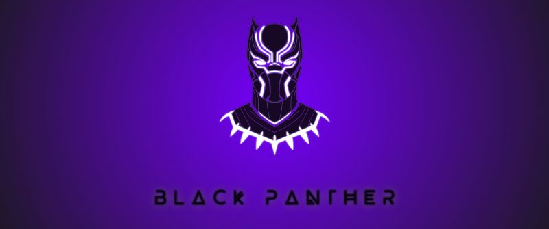 Black Panther, Purple background, Minimal art, Marvel Superheroes, 5K, 8K