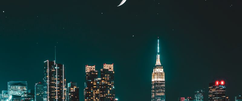 New York City, Skyscrapers, Night photography, Cityscape, Night, City lights