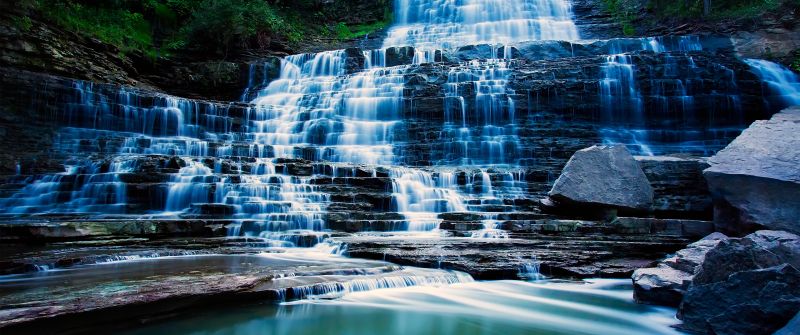 Albion Falls, Hamilton, Ontario, Canada, Waterfalls, Landscape, Long exposure, Water Stream, Forest, Scenery, Rocks