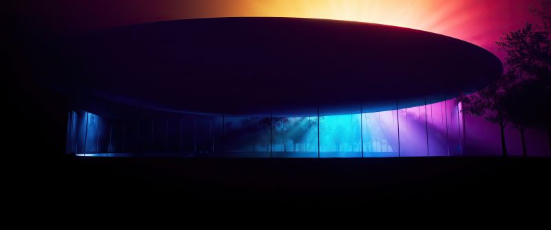 Steve Jobs Theater, Apple Park, Modern architecture, Colorful background