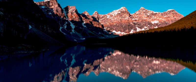 Rocky Mountains, Banff, Canada, Blue Sky, Reflection, Mountain range, Landscape, Scenery, Clear sky, Mountain lake