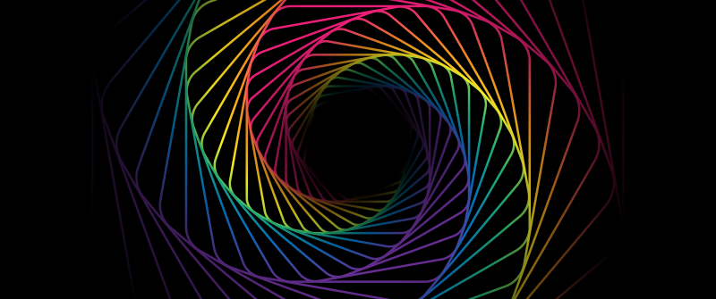 Cosmic, Rainbow, Swirl, Spiral, Black background, Multicolor, AMOLED