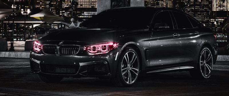 BMW M4, Black Edition, Angel Eyes, Night, City lights, 5K