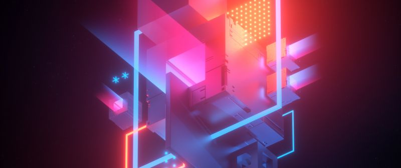 3D cubes, 3D model, Neon