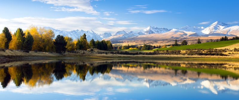 Mount Hutton, Lake, Landscape, Reflections, New Zealand