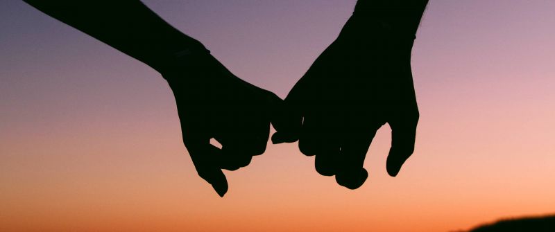 Hands together, Couple, Silhouette, Sunset, Romantic