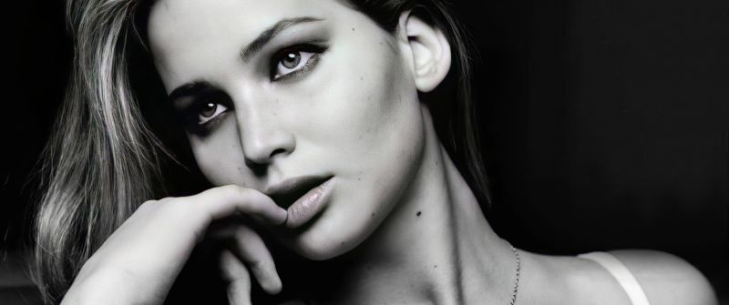Jennifer Lawrence, Actress, Monochrome, 5K, Black and White