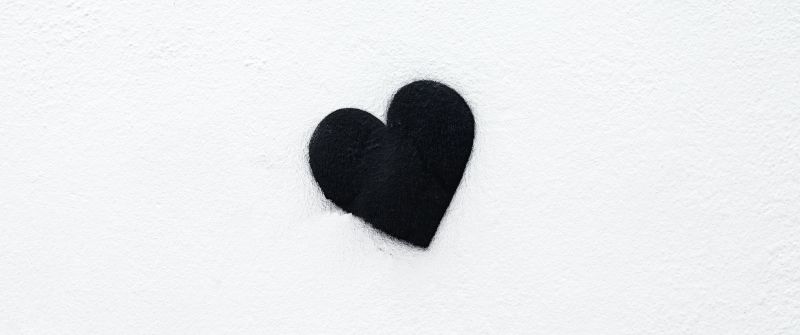 Black heart, Love heart, White background, Monochrome, 5K, Black and White