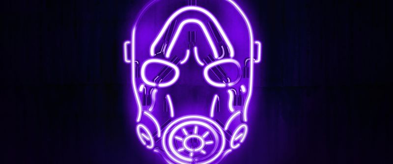 Borderlands Psycho Mask, Neon logo, Black background