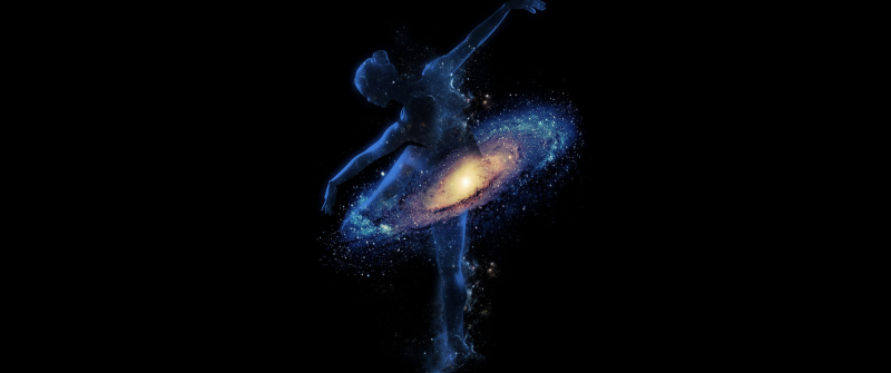 Galaxy, Dance, Girl, Dream, Astronomical, Black background