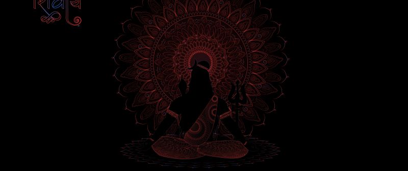 Lord Shiva, AMOLED, Black background, Illustration