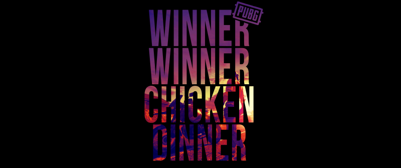 Winner Winner Chicken Dinner, PUBG, AMOLED, Black background, 5K