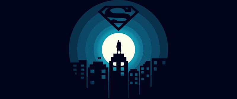 Superman, Minimal art, DC Superheroes, Dark background, 5K, Simple