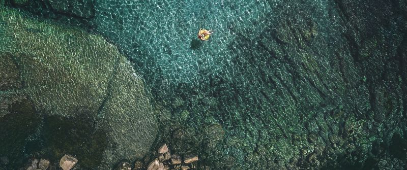 Aerial view, Summer, Seashore, Rocks, Relax, iOS 10, Stock