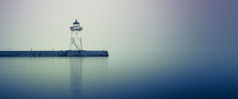 Grand Marais, Minnesota, Lighthouse, Reflection, Jetty, Harbor, Body of Water, 5K