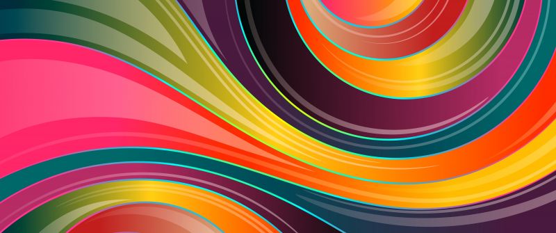 Colorful background, Waves, Lines, Glossy, Multicolor, 5K