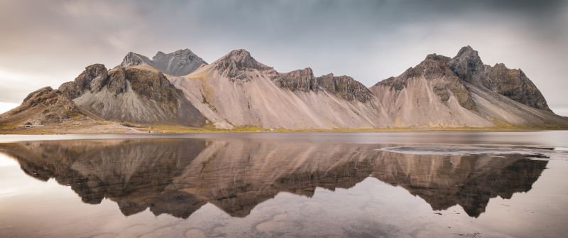Mountain View, Landscape, Scenery, Mountain range, Body of Water, Reflection, Iceland, 5K