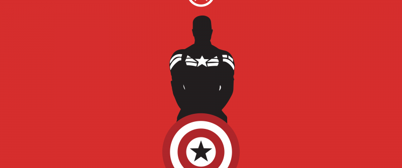 Captain America, Minimal art, Marvel Superheroes, Red background, 5K, 8K, Simple