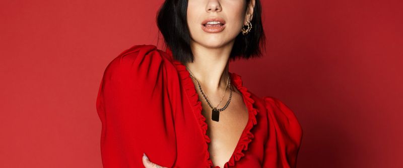 Dua Lipa, Red background, Model, Singer