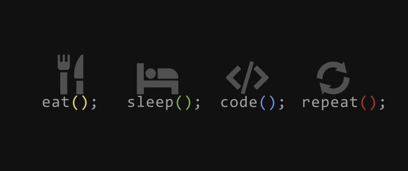 Eat, Sleep, Code, Repeat, Black background, Programmer quotes