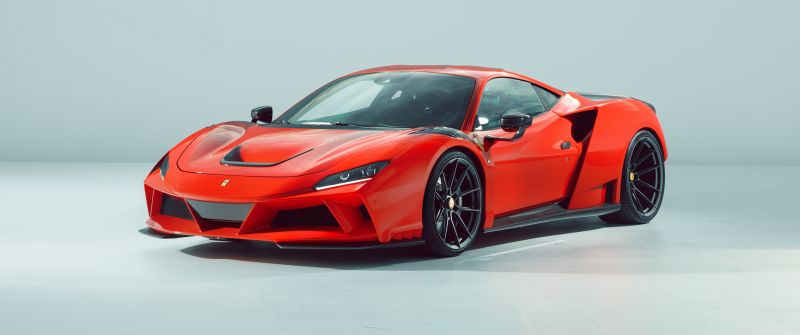 Novitec Ferrari F8 Tributo N-Largo, 2021, Sports cars, White background, Red cars, 5K