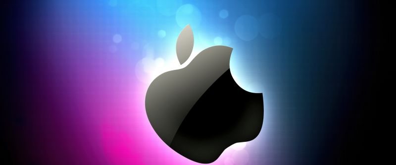 Glowing, Apple logo, Gradient background, Colorful background