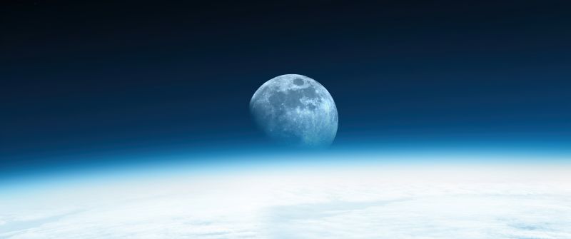 Moon, Horizon, Earth, International Space Station, Atmosphere, Astronomy