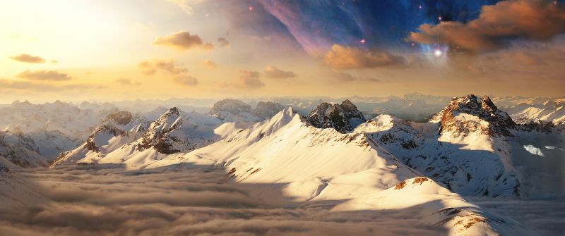 Swiss Alps, Aesthetic, Alps mountains, Switzerland, Clouds, Surreal, Scenic, Astronomy