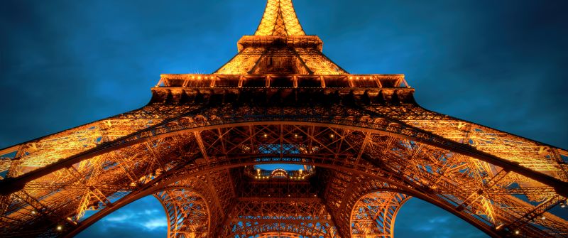 Eiffel Tower, La tour Eiffel, Night, Cloudy Sky, Sunset, Paris, France