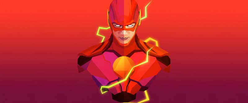 The Flash, Low poly, Artwork, Marvel Superheroes, Red background, Marvel Comics