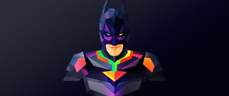 Batman, Low poly, DC Superheroes, Colorful, Dark background, Minimal art